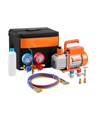 VEVOR 4,5CFM HVAC 1-stufige Vakuumpumpe Und Manometer-Kit Vacuum Pump Kit 150W