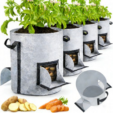 4X 15-Gallon Potato Grow Bags with Unique Harvest Window, Visible Window, Handle