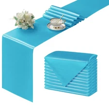 12Pcs Satin Teal Table Runner - 12 x 108 Inch Long Size, Party Table Runner D...