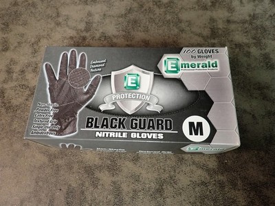 NEW Emerald BK599 Black Guard Powder/Latex Free Nitrile Gloves Box of 100 (M22)