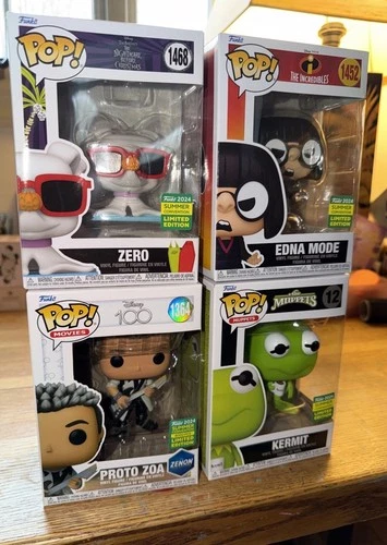 Disney Pixar Summer Convention Funko Pop Lot Edna Zero Kermit Proto