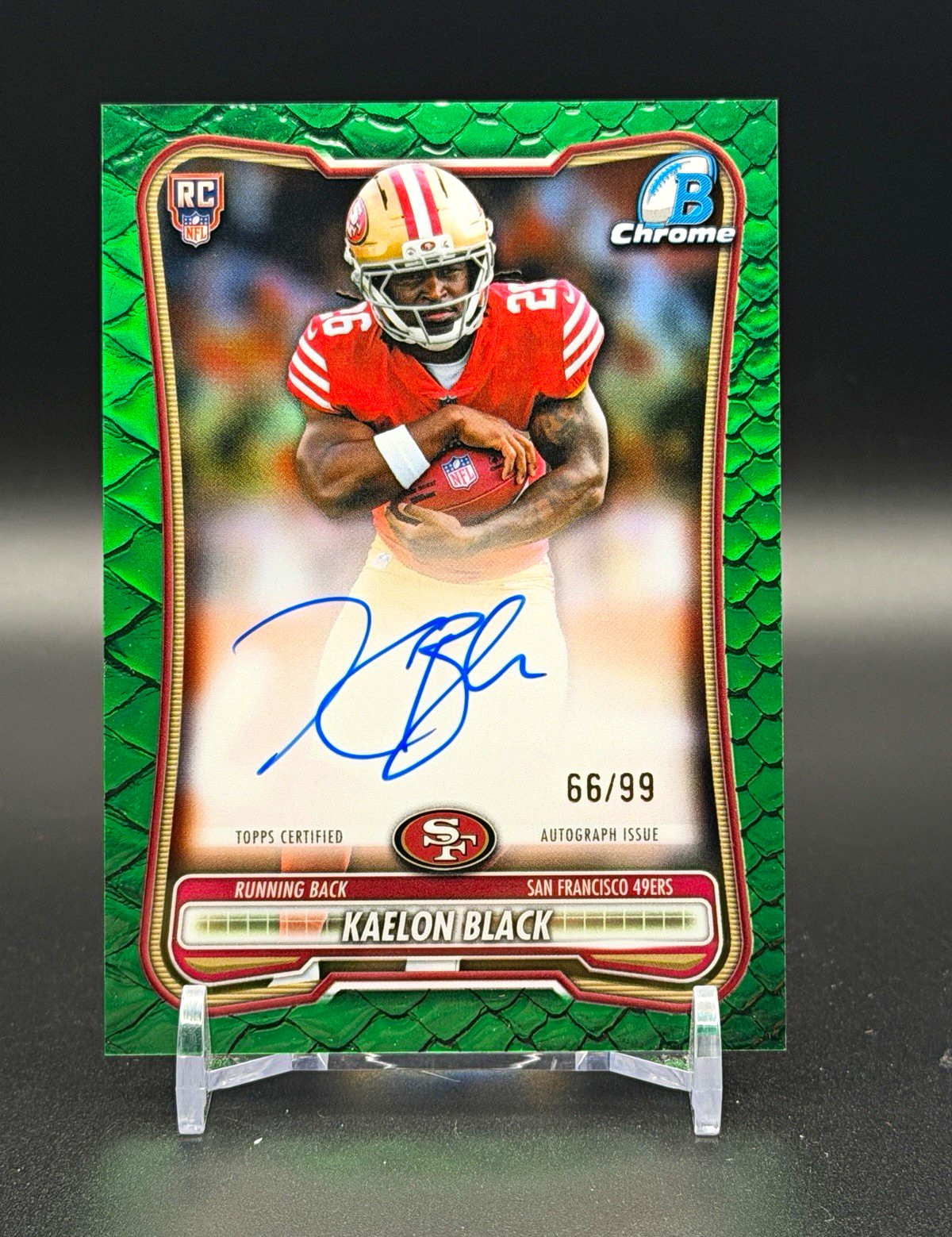 2026 Bowman Chrome Football Kaelon Black 49ers Rookie AUTO Green Reptilian  /99
