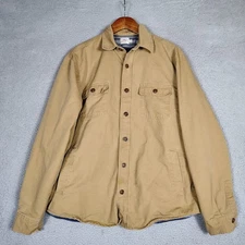 Faherty Brand CPO Shirt Jacket Mens Large Tan Blanket Lined Button Front Utility