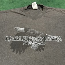 Vintage Harley Davidson Motorcycle Mens Gray Bald Eagle T-Shirt Size XL