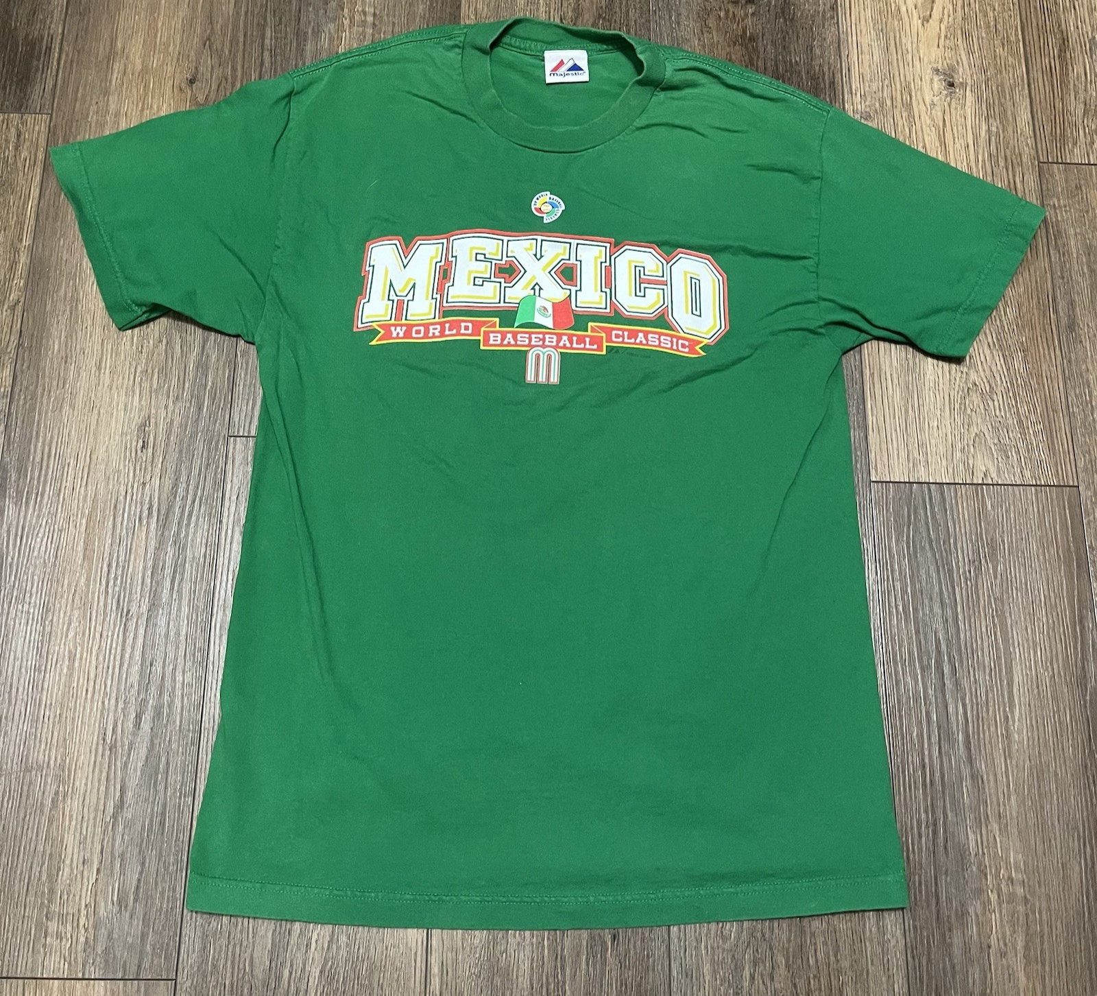 Mexico World Baseball Classic WBC T Shirt Mens L Majestic Green Graphic Tee