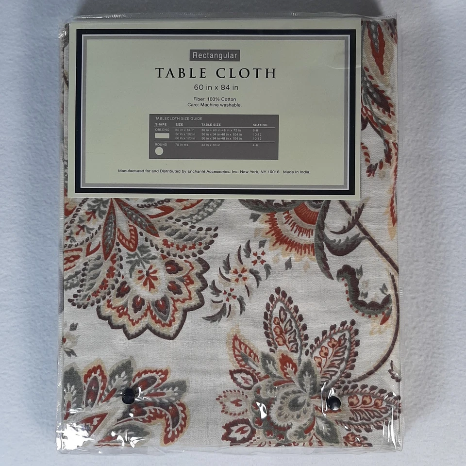 Raymond Waites Paisley Print 60 in x 84 in Rectangular Table Cloth - Image 4 of 4