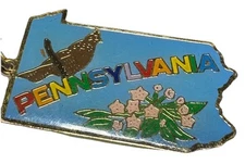 Vintage Pennsylvania Bird Flower Rainbow Colors Wildlife Nature Metal Keychain