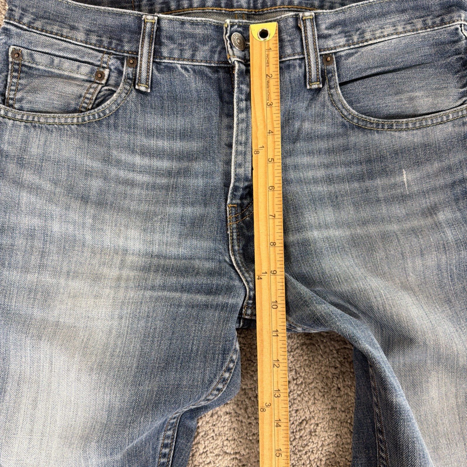 Levis 527 Jeans Mens 33x32 Blue Whiskered Honeycomb Wash Slim Bootcut Denim thumbnail 9