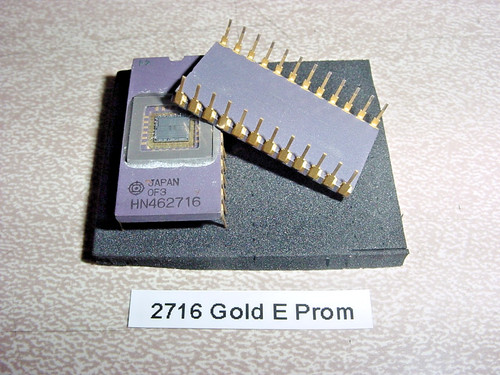 2716 GOLD E PROMS X2, Pulls, Erased & Cleaned, USA SELLER!