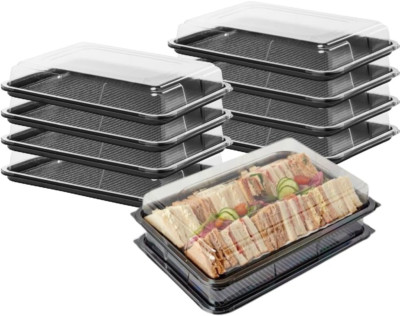 Gastronomie Platten Tabletts mit Deckel Sandwich Kunststoff Buffet Partys rechteckig