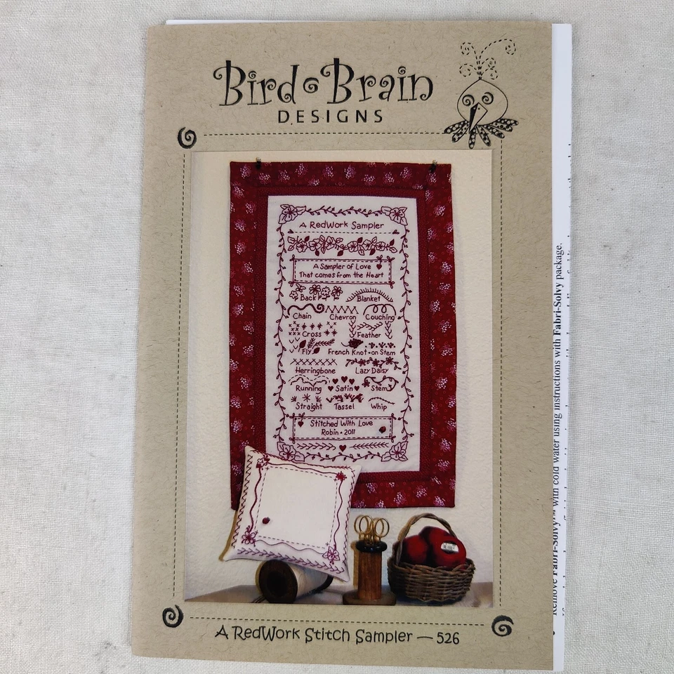 A Redwork Stitch Sample 526 Wall Hanging Stitchery Stitching Template 13" x 20" - Image 3 of 4