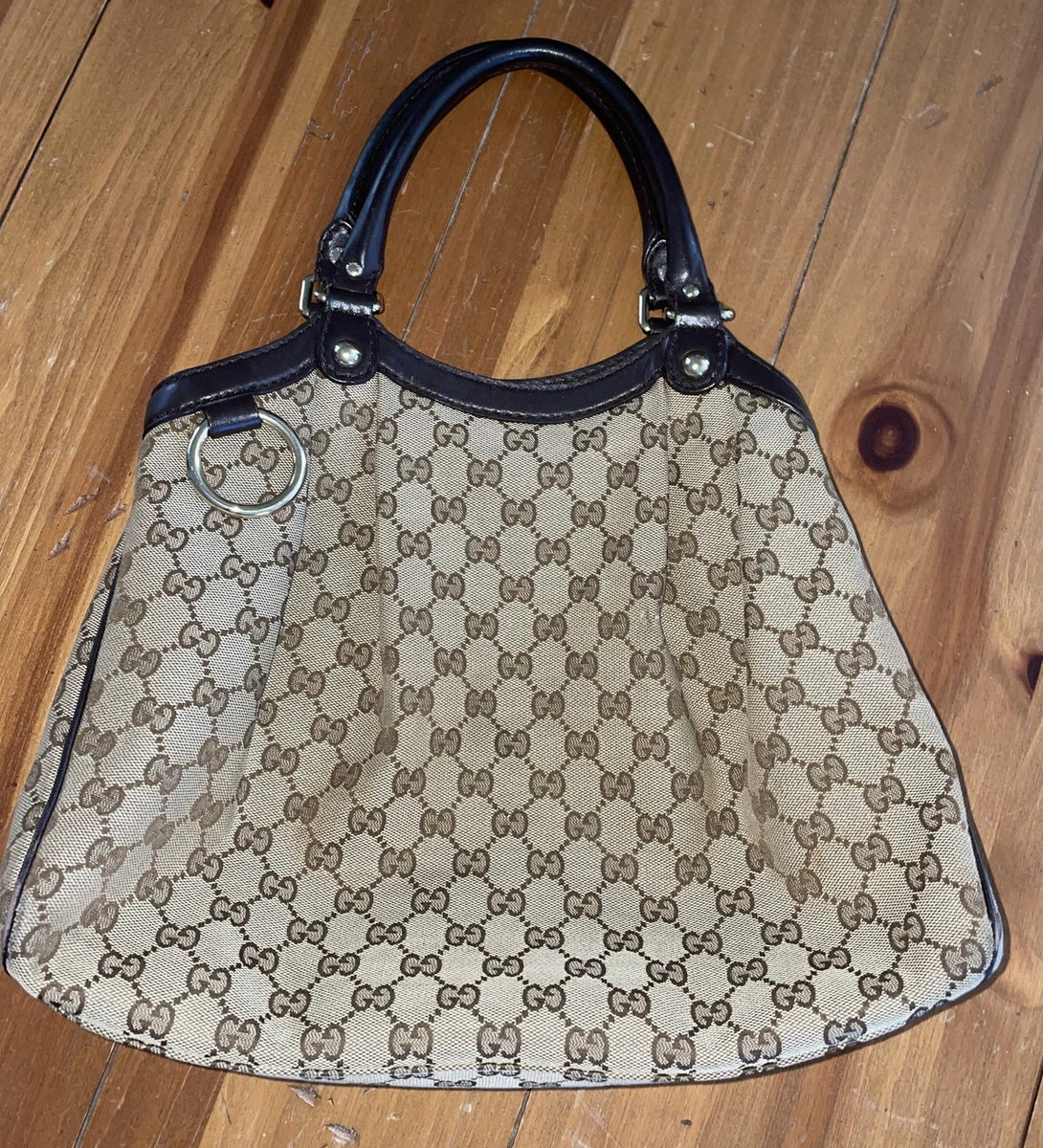 Authentic GUCCI Sukey Large Original GG Canvas Tote/Shoulder Bag