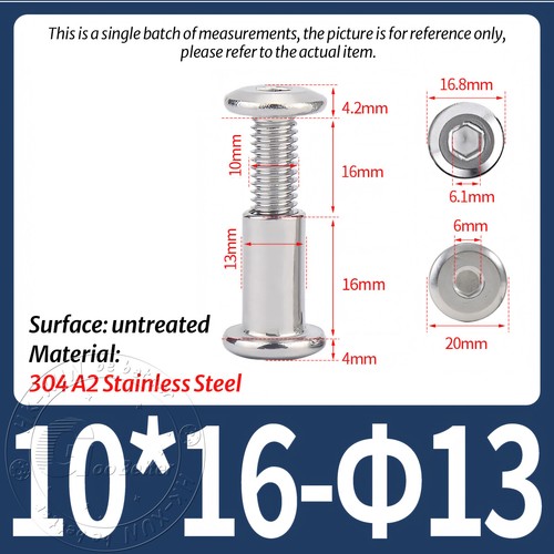 FURNITURE JOINT CONNECTOR BOLT & CAP NUT - ALLEN KEY HEAD - A2 STAINLESS STEEL - Picture 135 of 144
