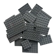 Lot of 24LEGO Dark Gray Random Size Baseplates Plate 4X4 4X6 4X8 4X10 8X8 6X6