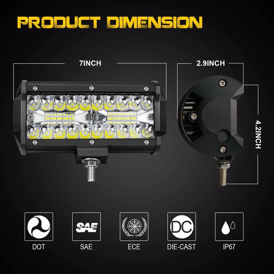 7inch 24000LM LED Work Pods Light Bar Spot Truck Offroad 4WD Driving Fog Light - Image 2 of 4