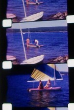 HOME MOVIE PEOPLE SAIL BOAR WATER SKI BEACH 16MM FILM ROLLED NO REEL LB40