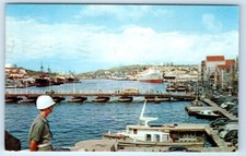 WILLEMSTAD view from waterfront Santa Anna Bay Curacao 1962 Postcard
