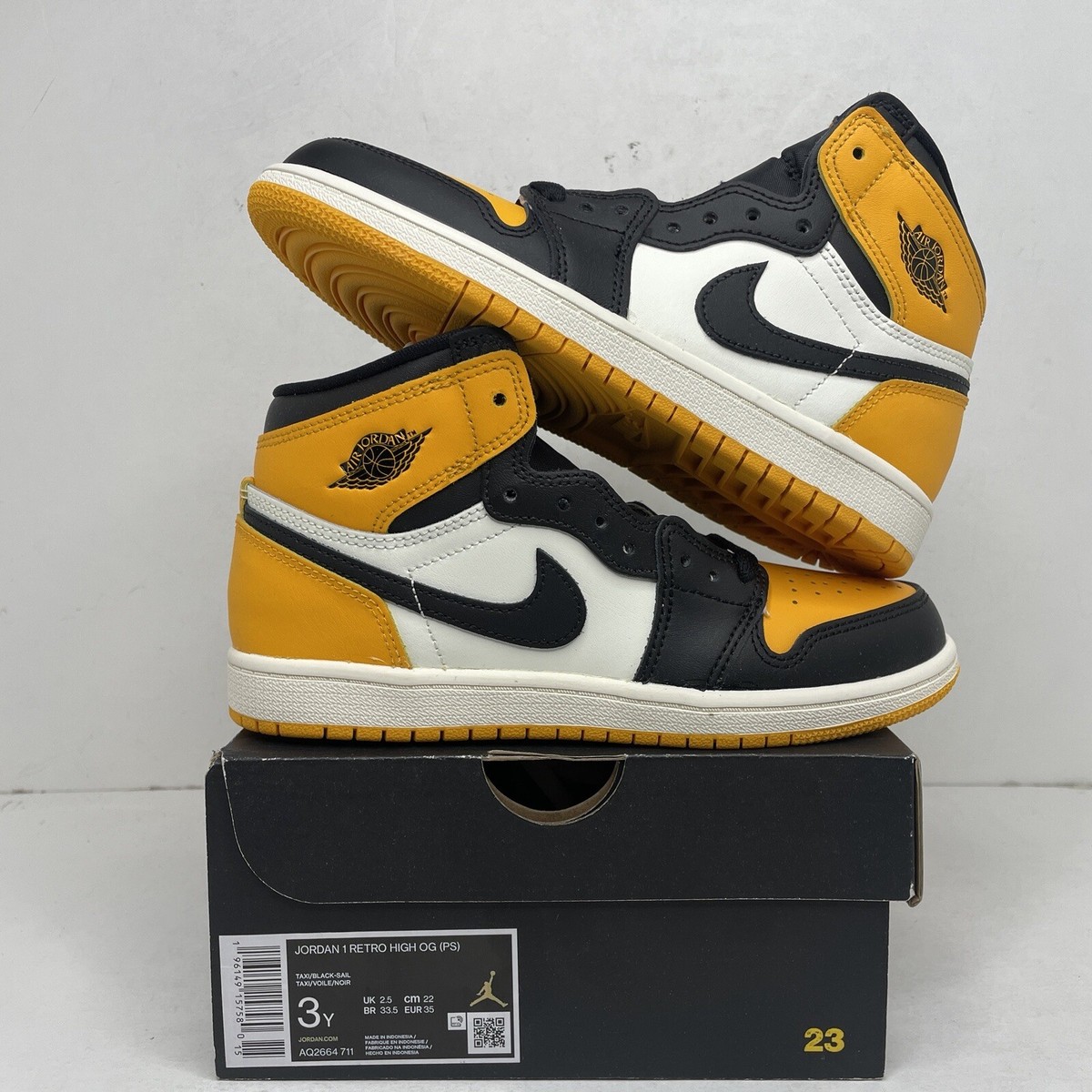 NIKE ナイキJORDAN 1 RETRO HIGH OG PS taxi NIKE AIR JORDAN 1 RETRO HIGH OG (PS) TAXI-BLACK-SAIL SZ 12c
