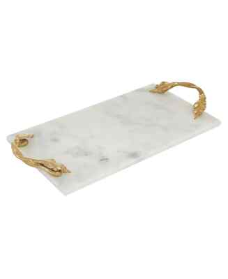 Rosemary Lane Fashionable Marble Aluminum Rectangle Tray G1437