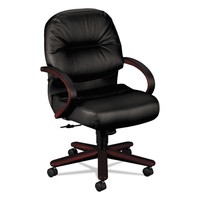 Hon 2190 Pillow-soft Wood Series Mid-back Chair Mahogany/black Leather 2192nsr11 on sale Hon 2190 Pillow-soft Wood Series Mid-back Chair Mahogany/black Leather 2192nsr11 on sale