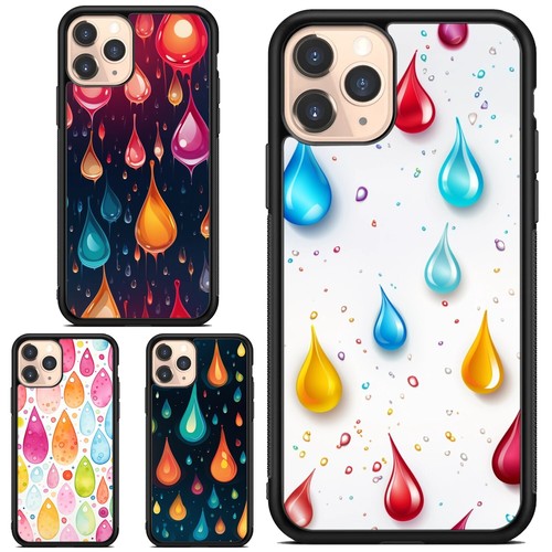 For iPhone 6 7 8 Plus XS XR SE 2nd 3rd pattern rain drops doodle Hard TPU