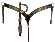 Leather Western Tack Set With Headstall ,Breast Collar and Reins.