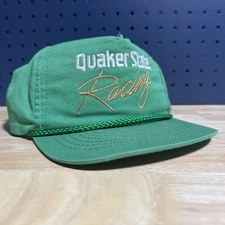 Vintage Quaker State Racing Hat Green Snapback Sennit Paddy Rope Cap Terry Band