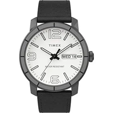 New Timex Men's TW2U30400 Mod 44 Black/Antique Silver Leather Strap Watch