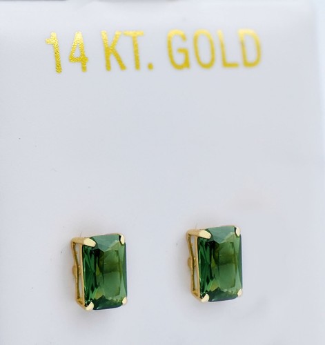 GENUINE 1.28 Cts TSAVORITE STUD EARRINGS 14K SOLID YELLOW GOLD - Free Appraisal - Picture 5 of 7