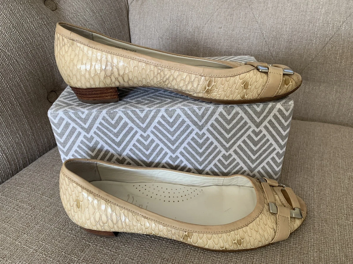 Capollini Snake Skin Design Women s Open Toe Beige Shoes Size 41 UK 7