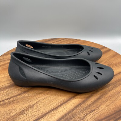 Crocs Kadee Ballet Flats Womens Size 8 Black Iconic Comfort Slip On Casual Shoes
