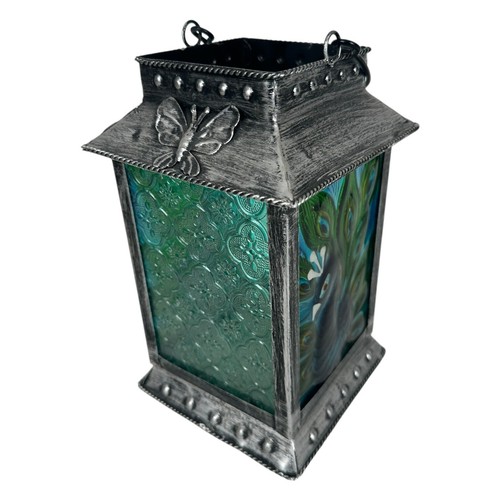 Peacock Dragonfly LANTERN Outdoor Blue Colorful Requires a Candle or Solar Light - Picture 13 of 20