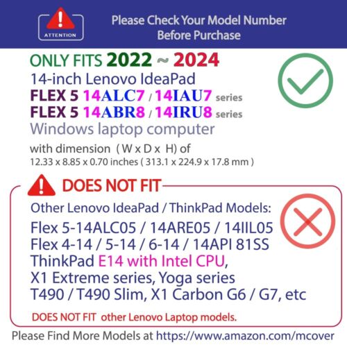 "NUEVO mCover® para 2022-2024 14" Lenovo IdeaPad FLEX 5 14ALC7 14IAU7 14ABR8 14IRU8 - Imagen 2 de 15