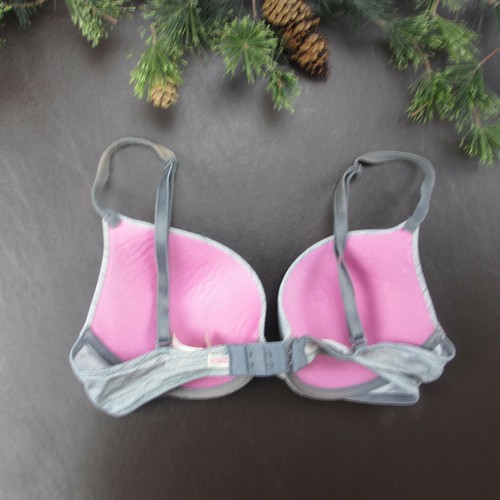 Victoria's Secret Bra 34C Gray Striped Padded Underwire Adjustable Clasp Back - Picture 6 of 11