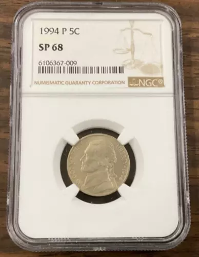 1994 P Jefferson Nickel NGC SP68 - Matte Finish - Full Steps