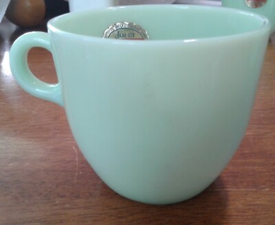 Vintage Fire King Jadite St Denis (1700 Line) Cup with label. RARE 