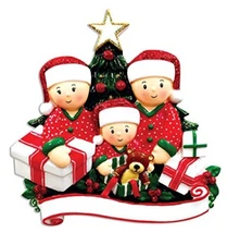 FAMILY OF 3 CHRISTMAS ORNAMENT OPENING PRESENTS UNDER THE TREE GIFT HOLIDAY 