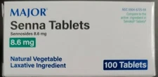 Major Senna 8.6 mg Laxative Tablets 100 Count -Expiration Date 08-2027