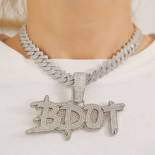 14k White Gold Fn Iced Out Diamonds 