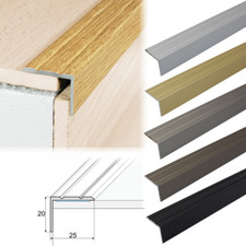 ALUMINIUM STAIR NOSINGS STEP EDGE NOSING FOR LAMINATE, WOOD,CARPET 25x20mm   A36