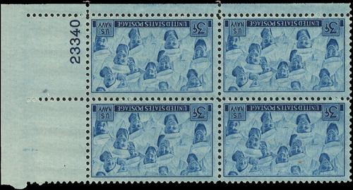 Scott # 935 - US Plate Block Of 4 - US Navy/Sailors in WW II - 3 c - MNH - 1945