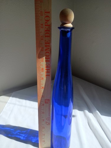 Dekorative kobaltblaue Flasche mit Flaschenverschluss aus Holz Versand am selben Tag !!!!!! - Bild 9 von 11