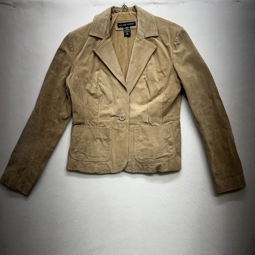 New York & Company Women's Brown Suede Leather Jacket Size 6 Small Spot Read Dis - Picture 2 of 8