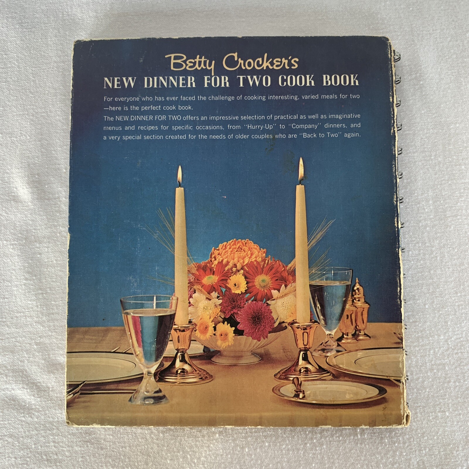 Vtg 1964 Betty Crockers New Dinner for Two Cookbook 1st Ed 1st Print Spiral READ