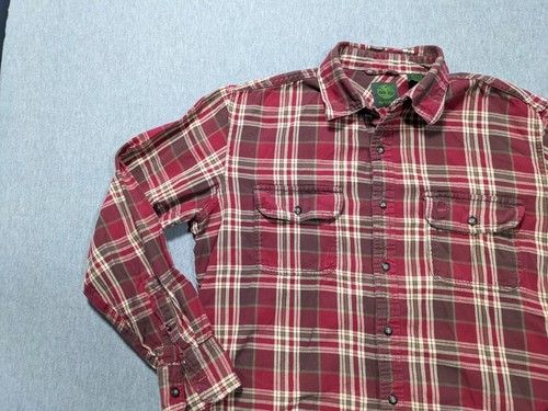 Timberland Shirt Men Medium Flannel Red Madras Plaid Long Sleeve Button - Bild 4 von 8
