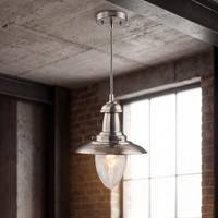 HäNgelampe Silber Esstisch Glas Metall E27 Ø18 Cm Rund Pendelleuchte Maritim