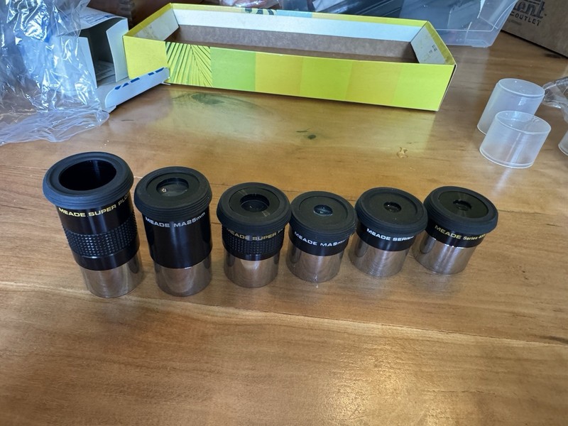 Meade Eyepieces 9mm, Two 9.7mm, 15mm, 25mm, 26mm