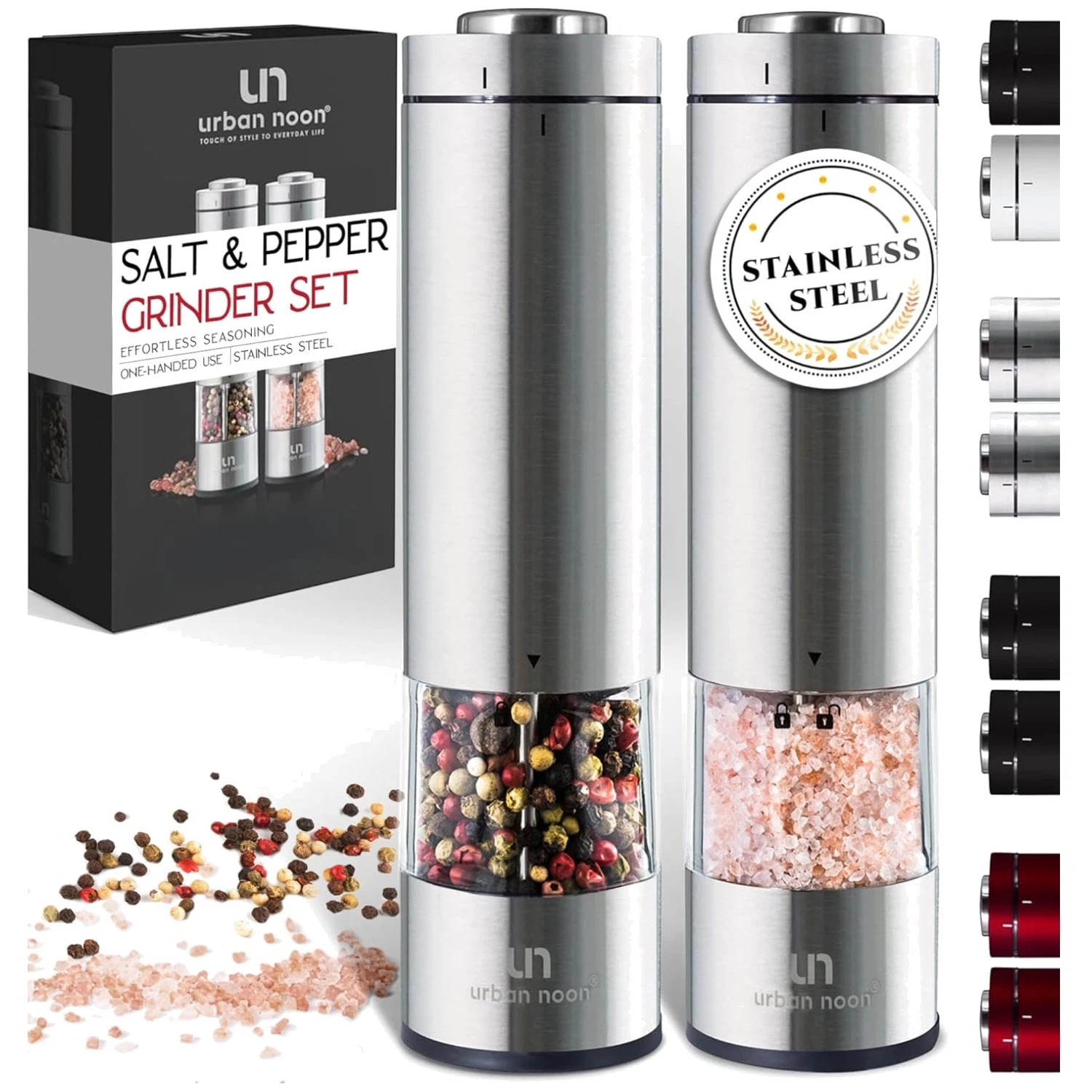 Electronic Salt and Pepper Mill - Adjustable Coarseness