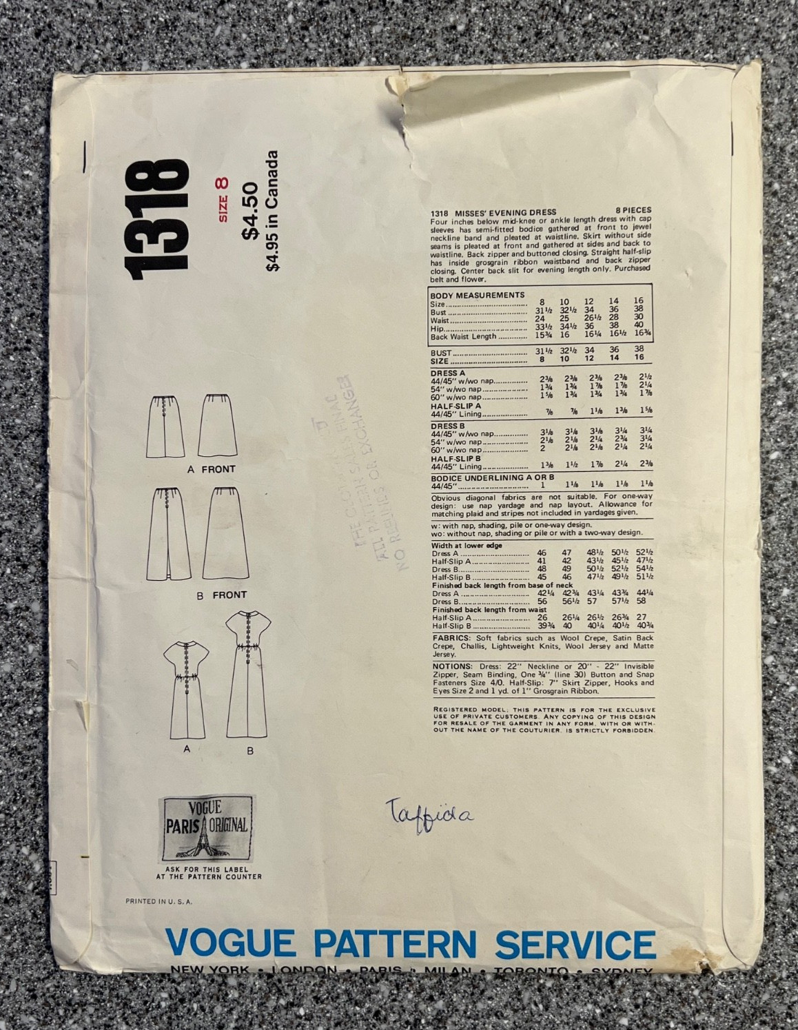 VTG Vogue Paris Original Pattern 1318 Nina Ricci - UNCUT dress tunic top skirt