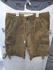 🔥VINTAGE ABERCROMBIE & FITCH MENS CARGO SHORTS SIZE 33 CAMO Y2K DISTRESSED🔥